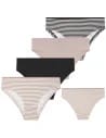 Damskie majtki figi bikini w paski i jednolite 4-pak WIELOKOLOROWY