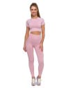 Legginsy damskie bezszwowe z wysokim stanem sportowe RÓŻOWY