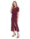 Sukienka damska maxi z rozcięciem i dekoltem V bawełniana FIOLETOWY