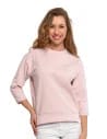 Bluza dresowa damska z rękawem 3/4 i rozcięciem po bokach RÓŻOWY