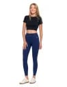Legginsy damskie sportowe funkcyjne z wysokim stanem GRANATOWY