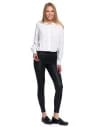 Damskie legginsy z wysokim stanem w stylu skórzanym CZARNY
