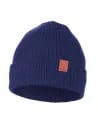 Czapka damska typu beanie w prążek gładka GRANATOWY