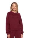 Bluza damska dresowa z haftem ocieplana BORDOWY
