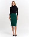Spódnica damska midi w prążek ołówkowa ZIELONY