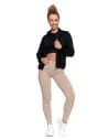 Legginsy damskie ocieplane z wysokim stanem i szerokim pasem BEŻOWY