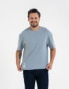 T-shirt męski o luźnym kroju koszulka 100% bawełna NIEBIESKI