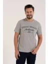 Koszulka męska bawełniana T-shirt z nadrukiem i krótkim rękawem SZARY MELANŻ