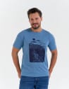 T-shirt męski koszulka z motywem żeglarskim NIEBIESKI