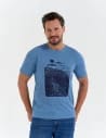 T-shirt męski koszulka z motywem żeglarskim NIEBIESKI