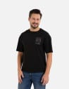 T-shirt męski koszulka bawełniana oversize z nadrukiem holograficznym CZARNY