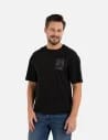 T-shirt męski koszulka bawełniana oversize z nadrukiem holograficznym CZARNY