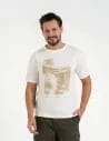 T-shirt męski bawełniany z nadrukiem BEŻOWY