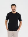 Koszulka męska t-shirt z bawełny czesanej CZARNY