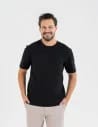 Koszulka męska t-shirt z bawełny czesanej CZARNY
