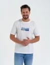 T-shirt męski z nadrukiem morza BIAŁY