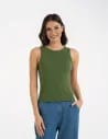 Damska koszulka Tank Top w prążek ZIELONY