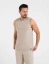 Męski tank top gładka koszulka bez rękawów BEŻOWY