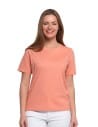 T-shirt damski bawełniany bez szwów bocznych CIEMNY RÓŻOWY