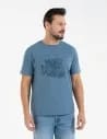 T-shirt męski bawełniany z nadrukiem monochromatycznym NIEBIESKI