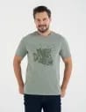 T-shirt męski bawełniany z nadrukiem monochromatycznym ZIELONY