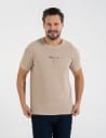 T-shirt męski bawełniany o regularnym kroju z nadrukiem BEIGE