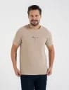 T-shirt męski bawełniany o regularnym kroju z nadrukiem BEIGE
