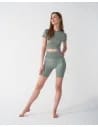 Legginsy kolarki damskie z wysokim stanem i efektem push-up CZARNY
