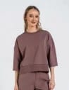 Bluza dresowa damska o luźnym kroju bez kaptura MOKKA