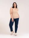 Koszulka damska na ramiączkach Tank-Top bawełniana Plus Size BEŻOWY