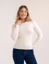 Sweter damski miękki w dotyku z wiskozy klasyczny bez wzoru BIAŁY