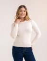 Sweter damski miękki w dotyku z wiskozy klasyczny bez wzoru BIAŁY