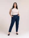 Damskie spodnie jeansowe mom fit GRANATOWY