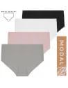 Majtki damskie maxi bikini z modalu wysoki stan 4-pak WIELOKOLOROWY