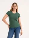 T-shirt damski bawełniany z krótkim rękawkiem jednokolorowy KHAKI