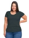 T-shirt damski z okrągłym dekoltem plus size GRAFITOWY