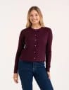 Sweter damski wiskozowy przyjemny w dotyku klasyczny rozpinany FIOLETOWY