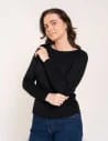 Bluzka damska z wiskozy długi rękaw miękka w dotyku longsleeve CZARNY