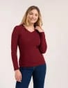 Klasyczny longsleeve damski bawełniany Slim Fit BORDOWY