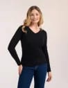 Klasyczny longsleeve damski bawełniany Slim Fit CZARNY