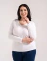Klasyczny longsleeve damski bawełniany Slim Fit BIAŁY