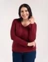 Klasyczny longsleeve damski bawełniany Slim Fit BORDOWY
