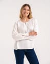 Bluzka elegancka damska 100% wiskoza z długim rękawem BIAŁY