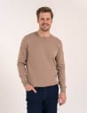 Klasyczny sweter męski 100% bawełniany z okrągłym dekoltem BEŻOWY