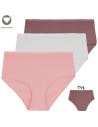 Majtki damskie z wysokim stanem zestaw bawełniane bikini gładkie 3-pak WIELOKOLOROWY