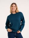 Sweter damski wiskozowy krój boxy miękki sweter damski luźny pudełkowy fason wygodny na co dzień NIEBIESKI