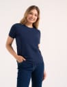 Koszulka damska bawełna Premium T-shirt dekolt okrągły GRANATOWY