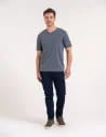 Męski t-shirt bawełniany z dekoltem V na krótki rękaw z kieszonką SZARY