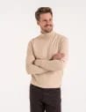 Sweter męski golf bawełniany BEŻOWY