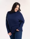 Sweter damski półgolf klasyczny gładki na co dzień GRANATOWY